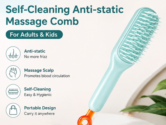 Self-Cleaning Anti-Static Massage Comb
