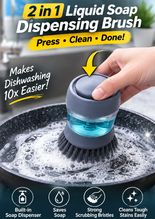 2 In 1 Liquid Soap Dispensing Brush (pack of 2)