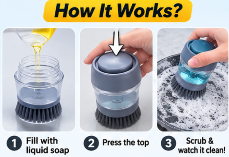 2 In 1 Liquid Soap Dispensing Brush (pack of 2)