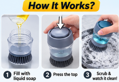 2 In 1 Liquid Soap Dispensing Brush (pack of 2)