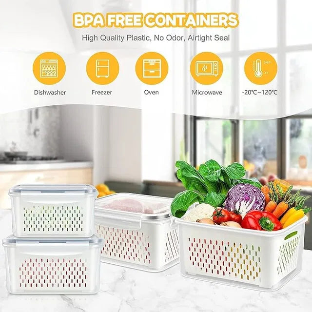 FreshLock Drain & Store Food Containers. (4pack)